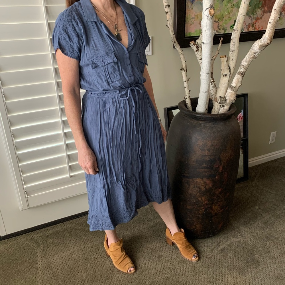 SUNDANCE embroidered shirt dress